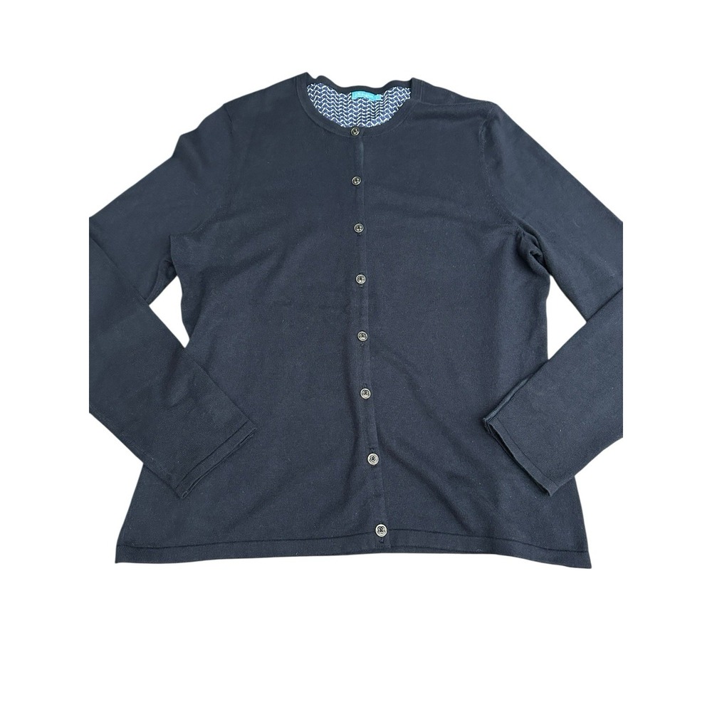 J. McLAUGHLIN Women's Large Cardigan Button Front Ribbed Cotton‎ Blue #N1-6